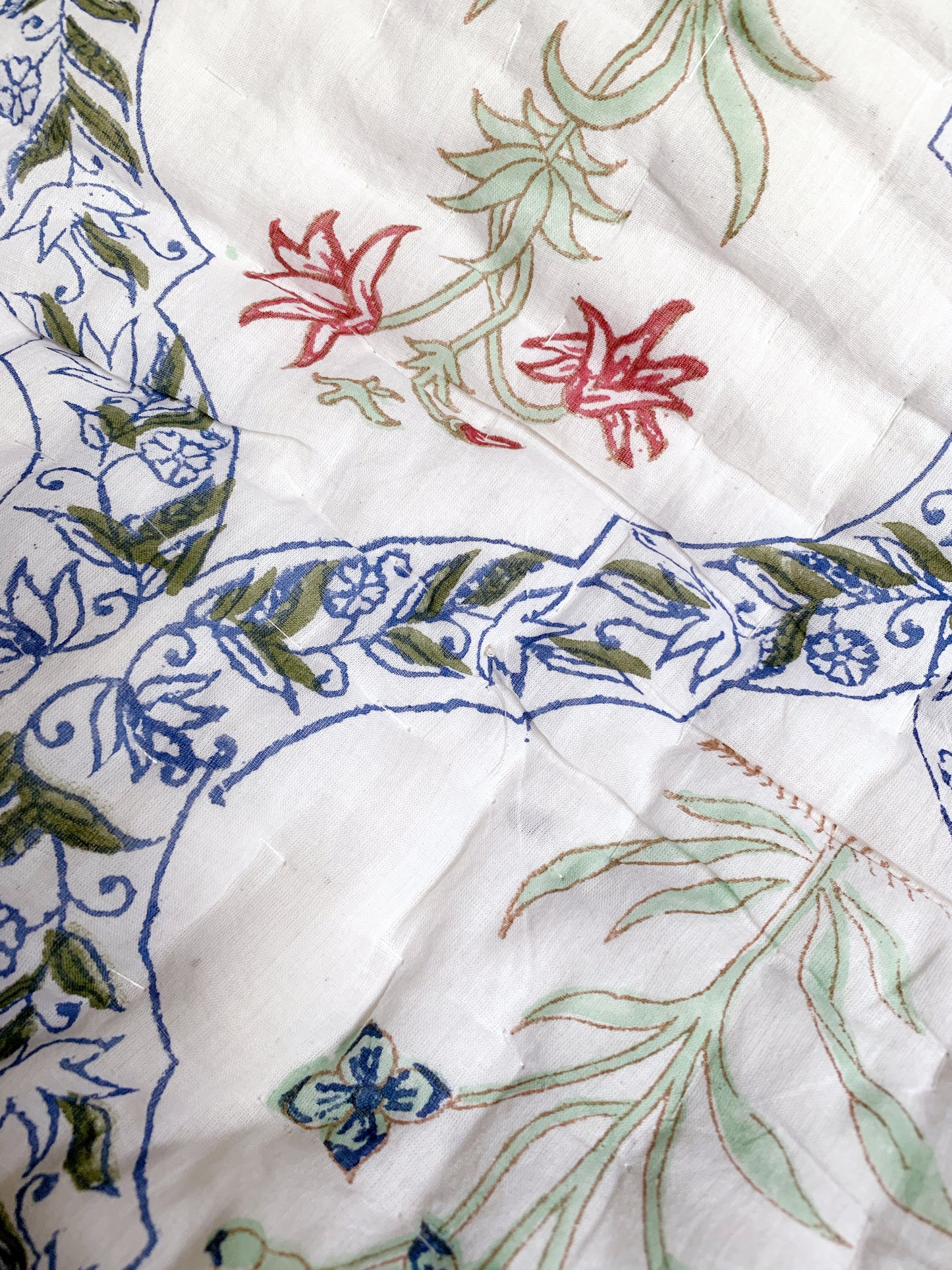 Jaipuri Razai · Edredón de algodón 100% · Hecho en India · Impresión artesanal block print · Reversible rosa verde · Queen size/ Individual