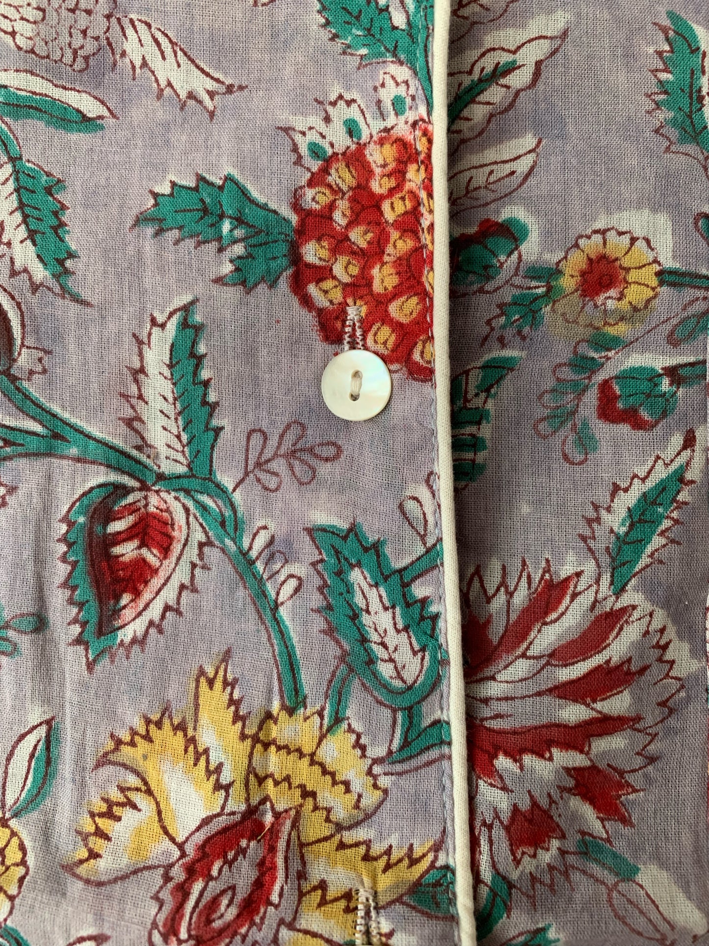 Gift SET Long-sleeved pajamas/long pants & matching toiletry bag Pure cotton block print handmade in India Bordeaux mix