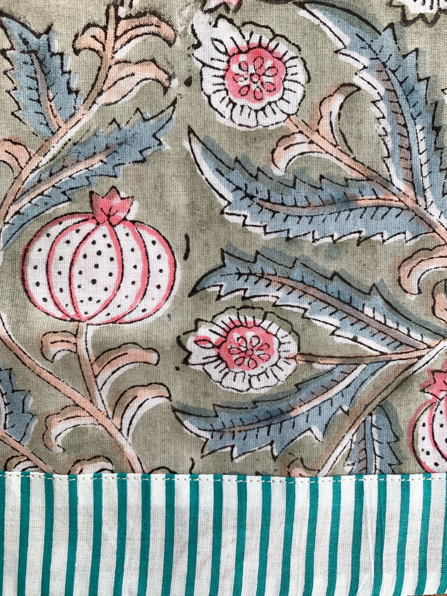 Kimono robe · Pure cotton block print handmade in India · Bride robe · Bridesmaid robe · Boho kimono · Water green pink flowers