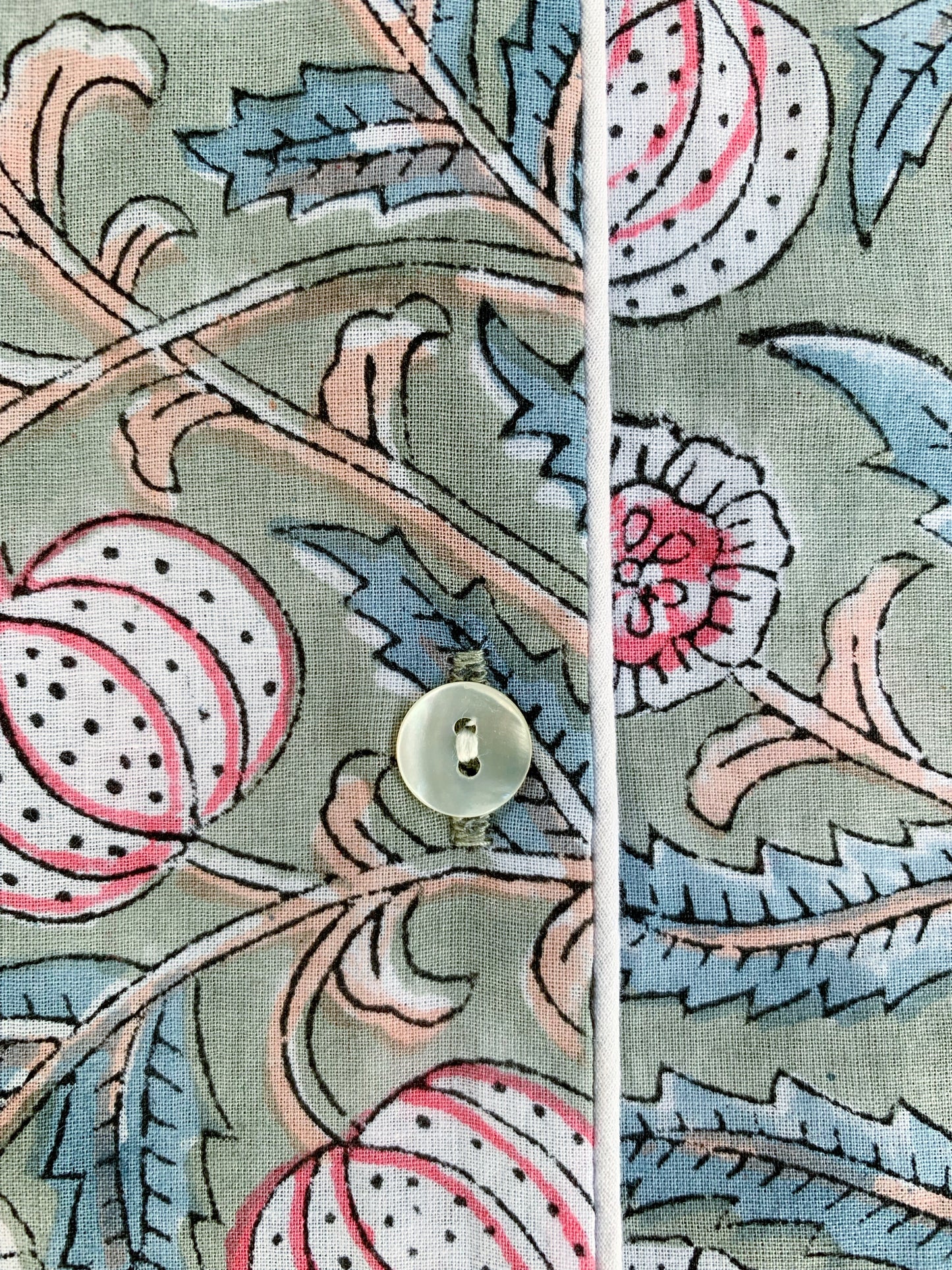 Nightgown · Pure cotton block print handmade in India · 100% cotton sleep shirt · Long-sleeved cotton nightgown · Pomegranates