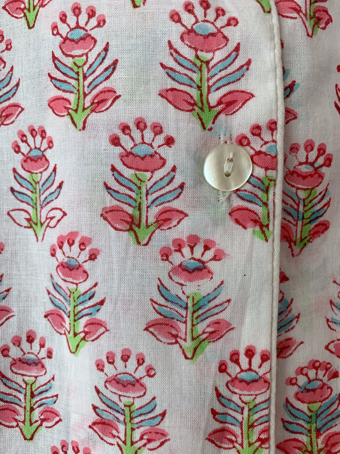 Camisón · Algodón puro estampado block print artesanal en India · Camisa para dormir algodón 100% · Camisón algodón manga larga · Flores