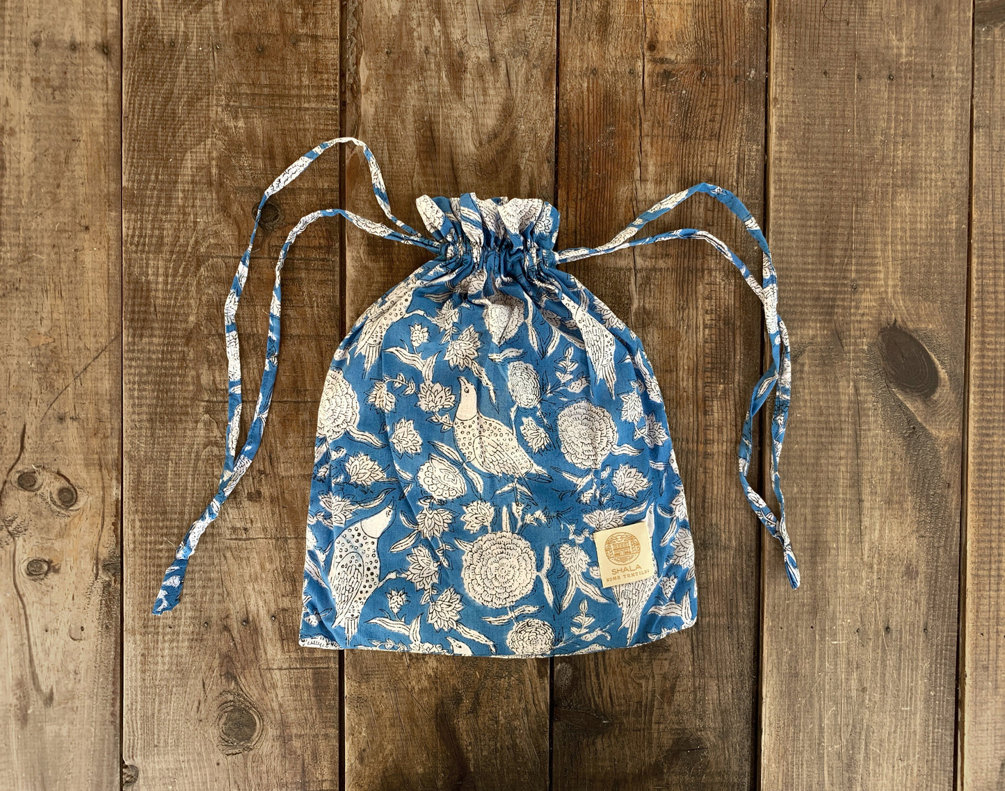 Nightgown · Pure cotton block print handmade in India · 100% cotton sleep shirt · Long-sleeved cotton nightgown · Blue