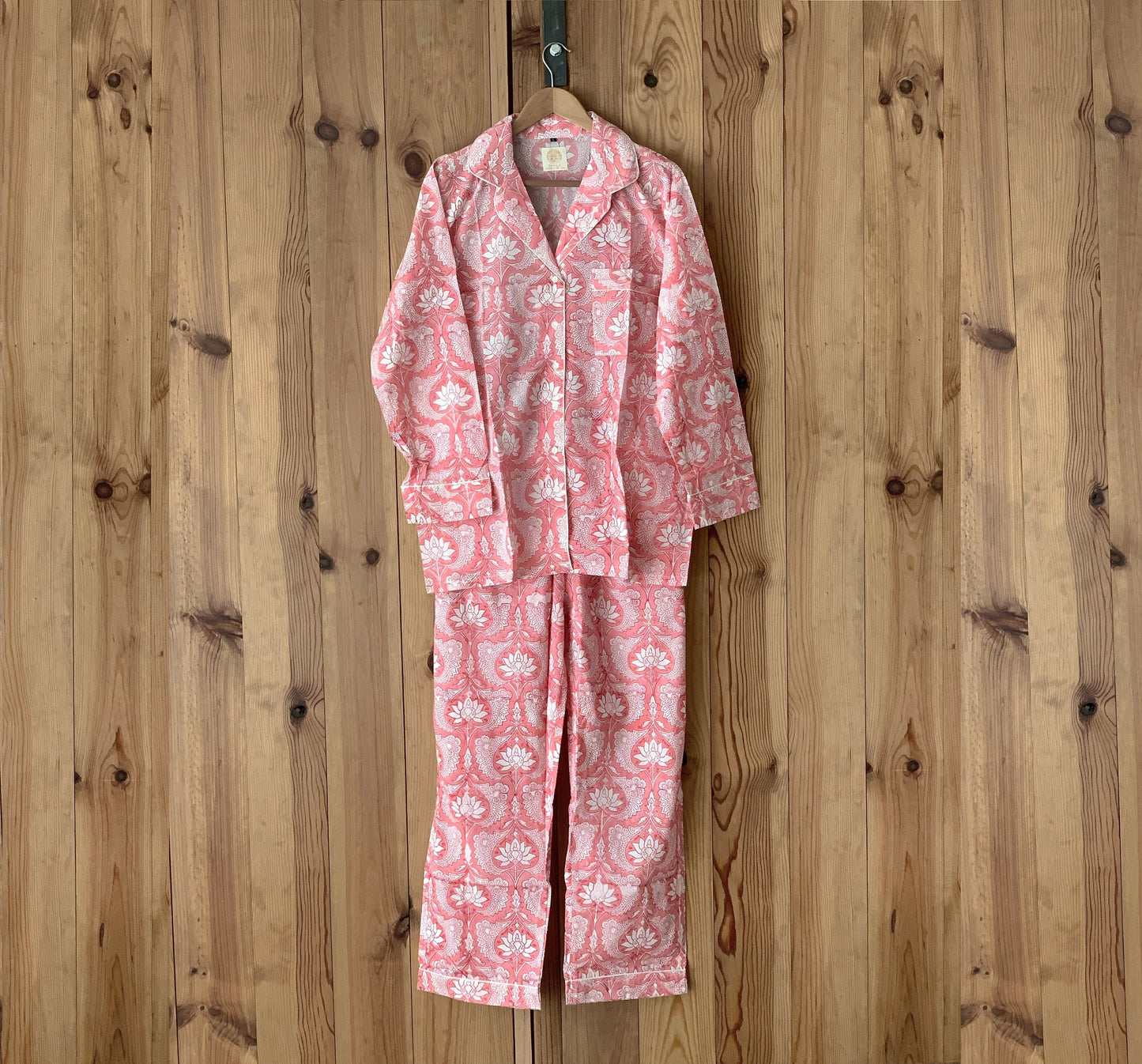 pijama blockprint largo india coral loto