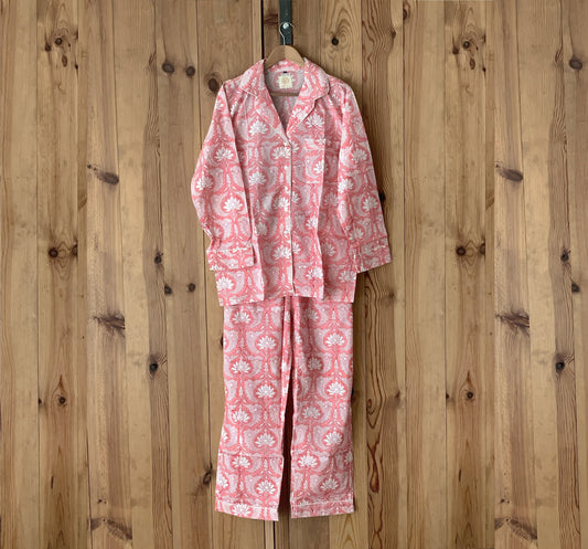 pijama blockprint largo india coral loto
