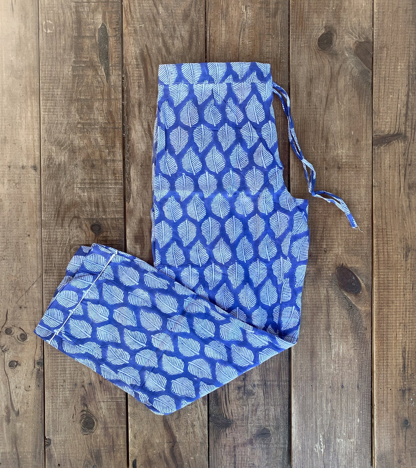 pijama largo algodón india azul