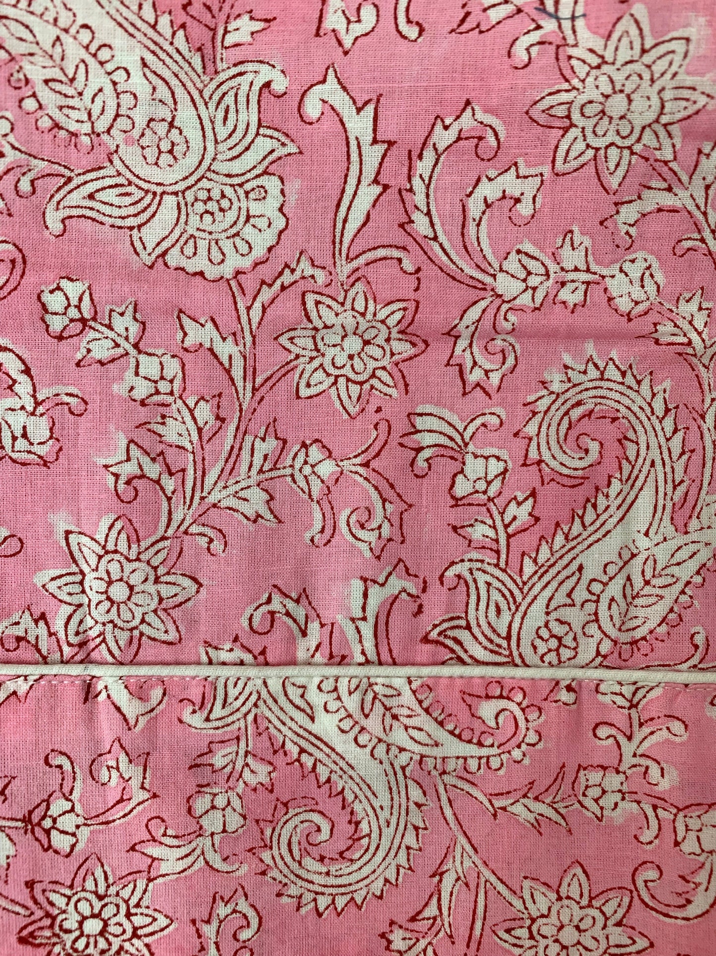 SET regalo · Pijama manga/pantalón largo & bata kimono a juego · Algodón puro estampado block print artesanal en India · Rosa