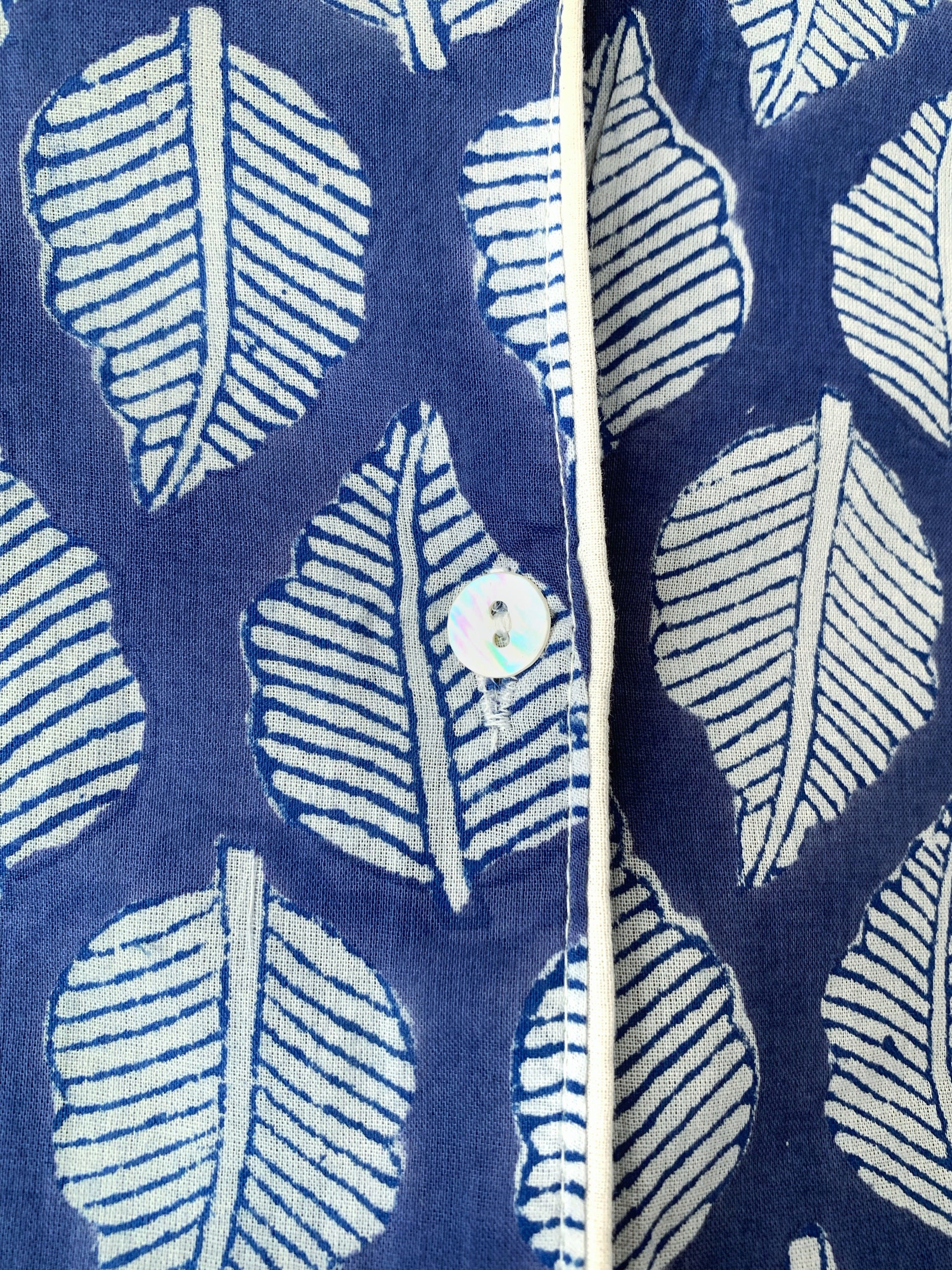 pijama largo algodón india azul